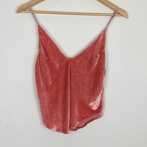 Fleur du mal pink silk blend v-neck camisole with silk lining. Size small.